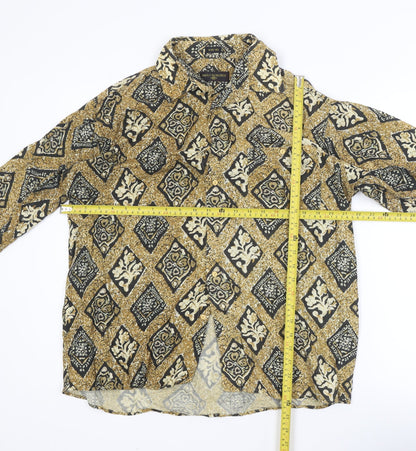 Paolo Borghesi Women’s Brown Geometric Button-Up Shirt L Viscose