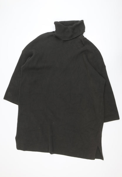 Barbour Women's Black Knit Shift Dress Size 16 Roll Neck Jumper Dress