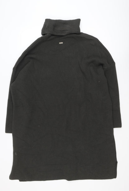 Barbour Women's Black Knit Shift Dress Size 16 Roll Neck Jumper Dress
