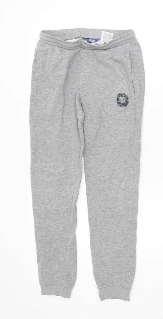 Additional front view of Jack & Jones Teens Grey Joggers XS Regular Fit Elastic Waist