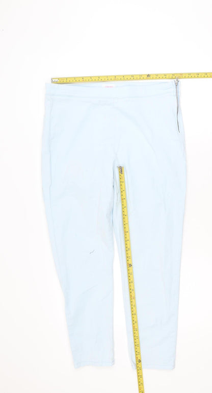 Savida Women Blue Cropped Slim Stretch Cotton Trousers Size 14