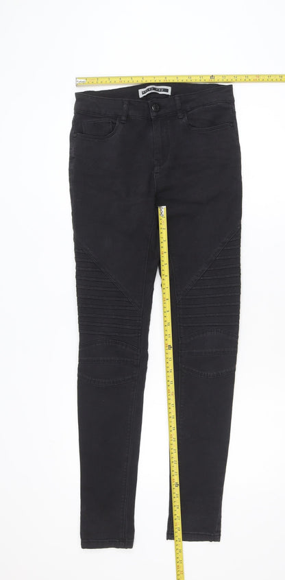 Noisy May Womens Black Biker Skinny Jeans Size M Mid Rise Stretch