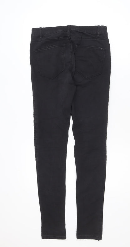 Noisy May Womens Black Biker Skinny Jeans Size M Mid Rise Stretch