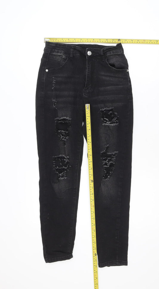SHEIN Women's Black High Rise Distressed Skinny Jeans Size 10