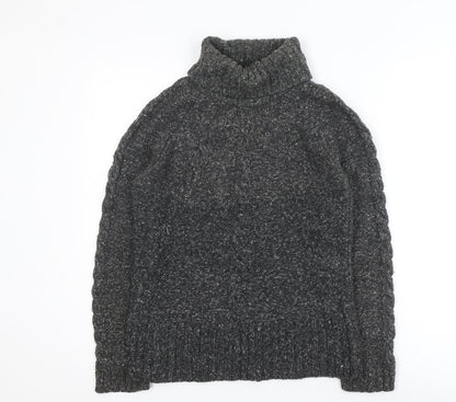 Next Womens Grey Roll Neck Cable Knit Jumper Size 14