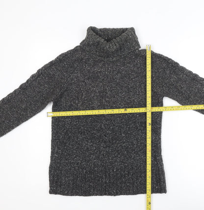 Next Womens Grey Roll Neck Cable Knit Jumper Size 14