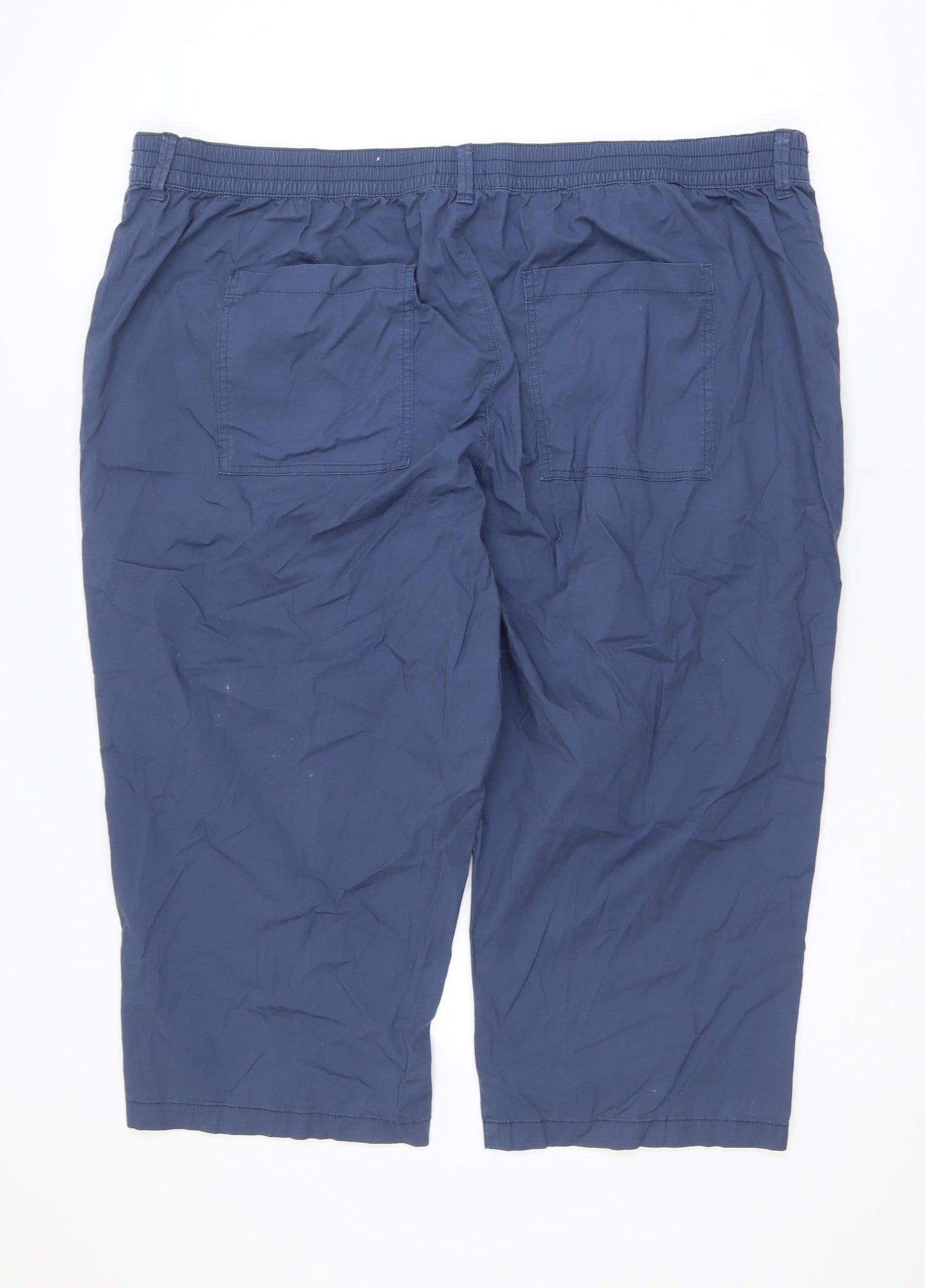 Dunnes Men's Blue Cotton Stretch Cargo Shorts Size 24 Elastic Waist
