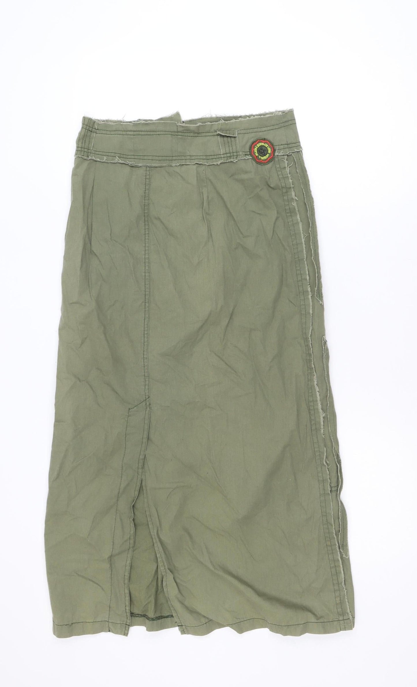 Be You Women's Green Cotton Midi Skirt Size 6 Bohemian Style
