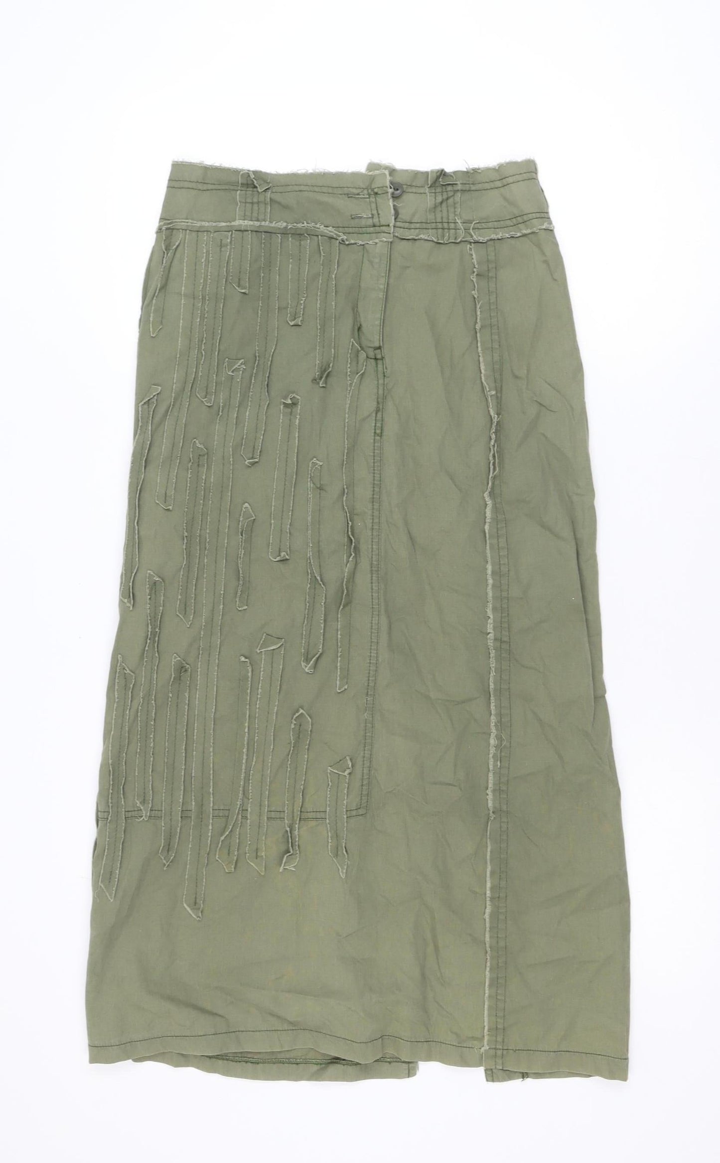 Be You Women's Green Cotton Midi Skirt Size 6 Bohemian Style