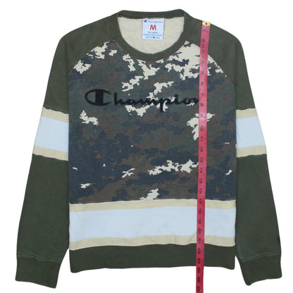 Champion Men's Green Camouflage Crew Neck Pullover Sweatshirt M