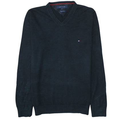 Tommy Hilfiger Men's Black M V-Neck Cotton Jumper Classic Knit