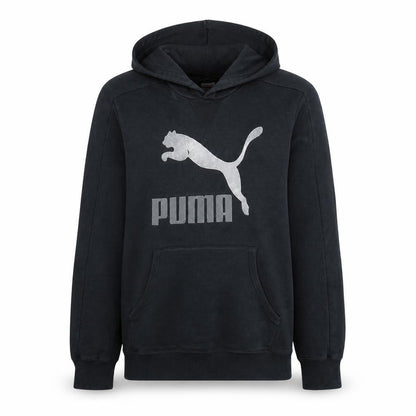 Puma Men's Black M Pullover Hoodie with Logo Graphic Print