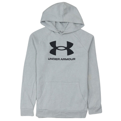 Under Armour Boys Grey Hooded Pullover Hoodie YXL 158-170cm Cotton Blend