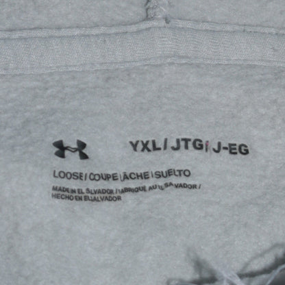 Under Armour Boys Grey Hooded Pullover Hoodie YXL 158-170cm Cotton Blend