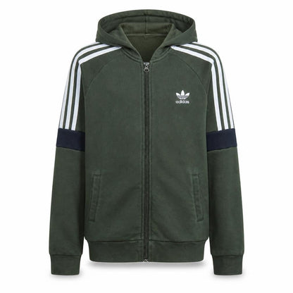 Adidas Boys Green Full Zip Hoodie Size 13-14 Years Hooded Sweatshirt