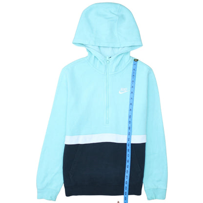 Nike Boys Blue Colourblock 1/2 Zip Hoodie XL 158cm Fleece Pullover