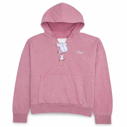 Diesel Womens Pink Lace Up Hoodie Large Cotton Pullover