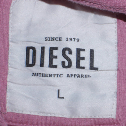 Diesel Womens Pink Lace Up Hoodie Large Cotton Pullover