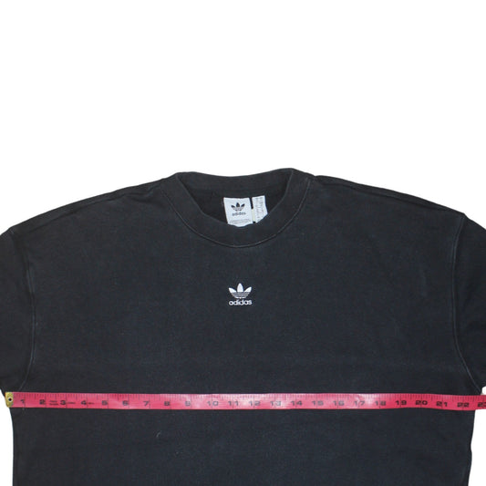 Adidas Womens Black Crew Neck Pullover Sweatshirt UK 10 Cotton Blend
