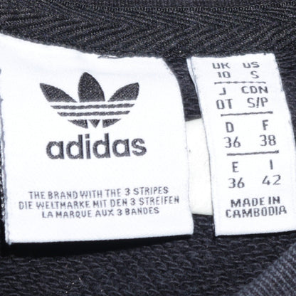 Adidas Womens Black Crew Neck Pullover Sweatshirt UK 10 Cotton Blend