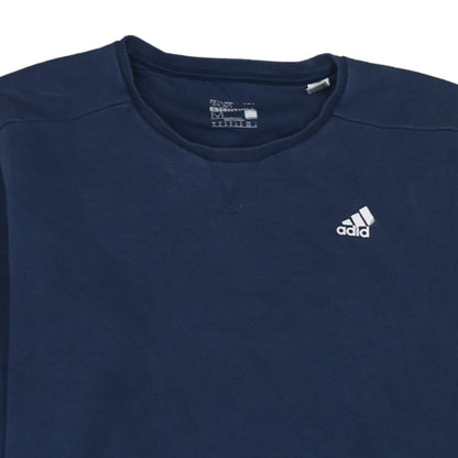 Adidas Men Blue Pullover Sweatshirt Crew Neck Size M Regular Fit