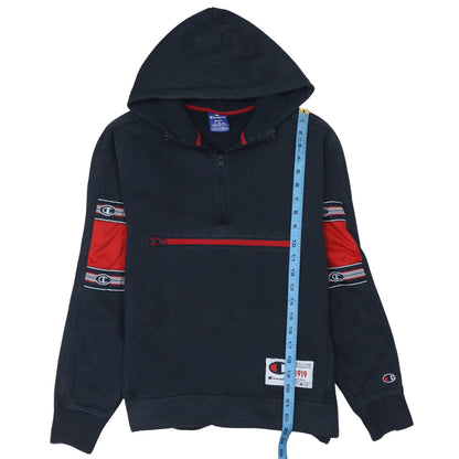 Champion Men's Blue 1/4 Zip Hoodie Small Regular Fit Logo Sportswear