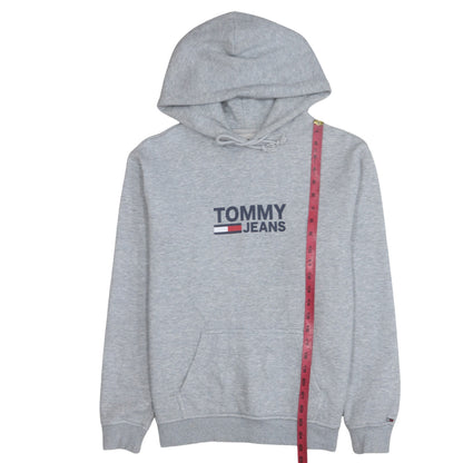 Tommy Jeans Men's Grey S Pullover Hoodie with Logo, Regular Fit