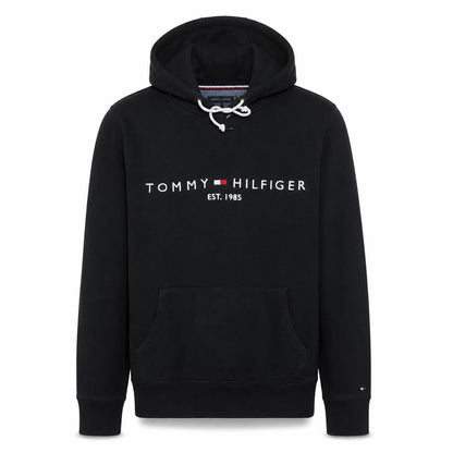 Tommy Hilfiger Men's Black Pullover Hoodie M Logo Embroidered Sweatshirt