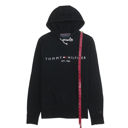 Tommy Hilfiger Men's Black Pullover Hoodie M Logo Embroidered Sweatshirt