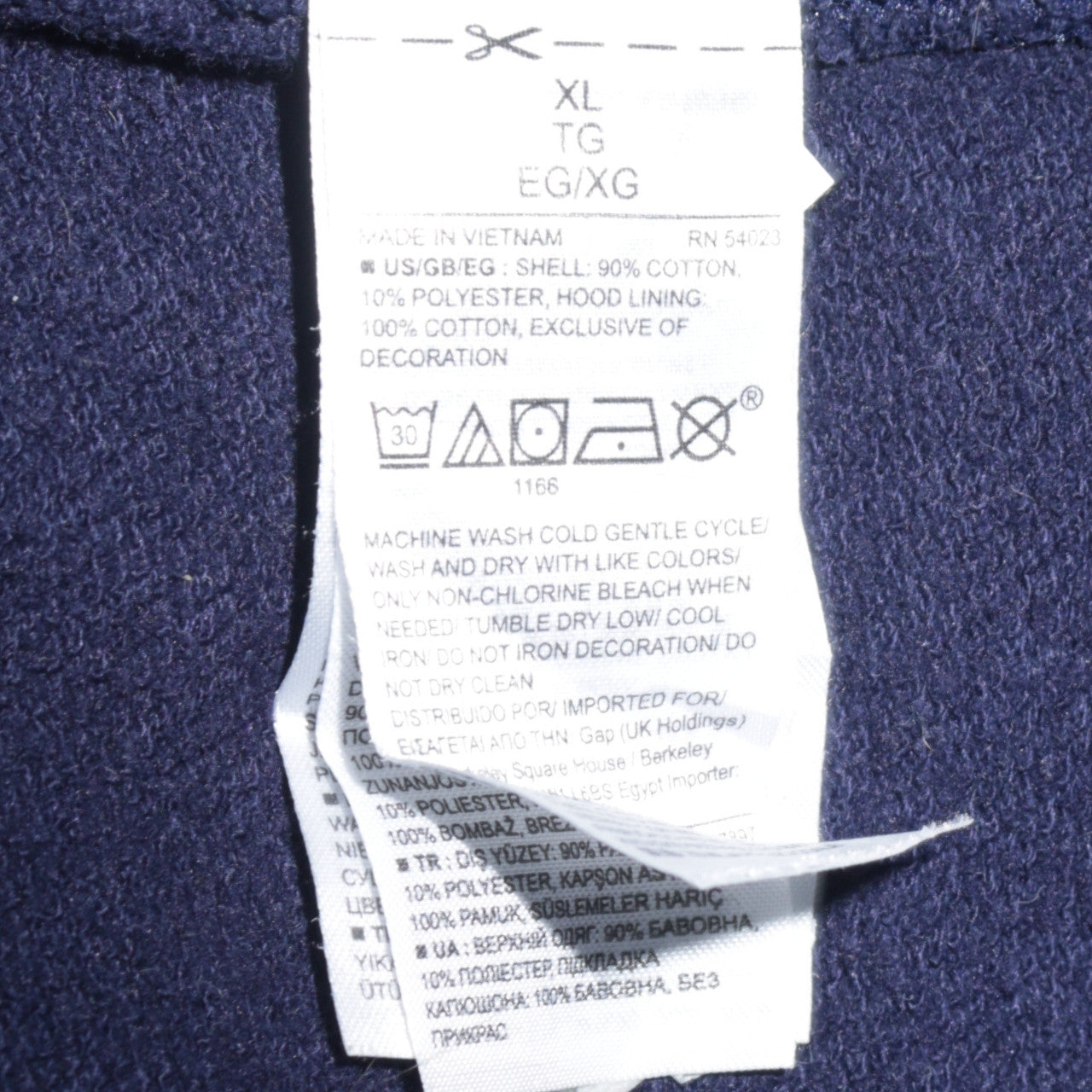 GAP Womens Navy Blue Full Zip Hoodie XL Cotton Blend Casual