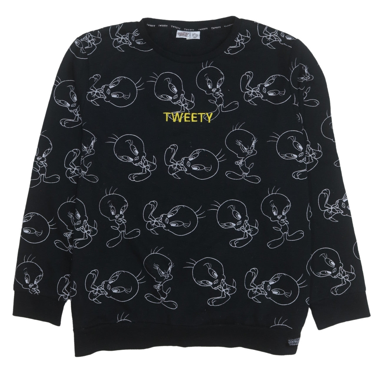 Looney Tunes Women's Black XL Tweety Print Pullover Sweatshirt