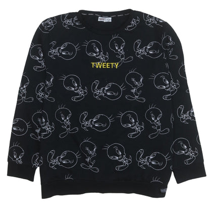 Looney Tunes Women's Black XL Tweety Print Pullover Sweatshirt