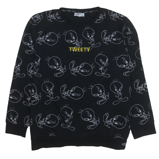 Looney Tunes Women's Black XL Tweety Print Pullover Sweatshirt
