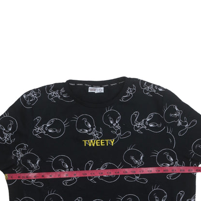 Looney Tunes Women's Black XL Tweety Print Pullover Sweatshirt