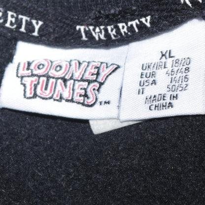 Looney Tunes Women's Black XL Tweety Print Pullover Sweatshirt