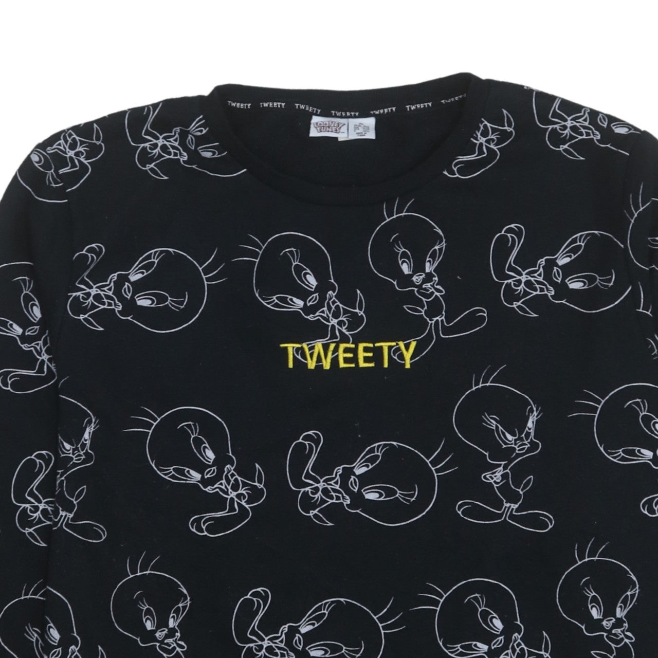 Looney Tunes Women's Black XL Tweety Print Pullover Sweatshirt