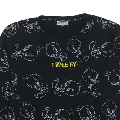Looney Tunes Women's Black XL Tweety Print Pullover Sweatshirt