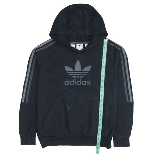 Adidas Boys Black Pullover Hoodie L 13-14 Years Cotton Blend Logo Sportswear