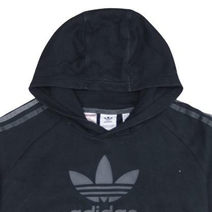 Adidas Boys Black Pullover Hoodie L 13-14 Years Cotton Blend Logo Sportswear
