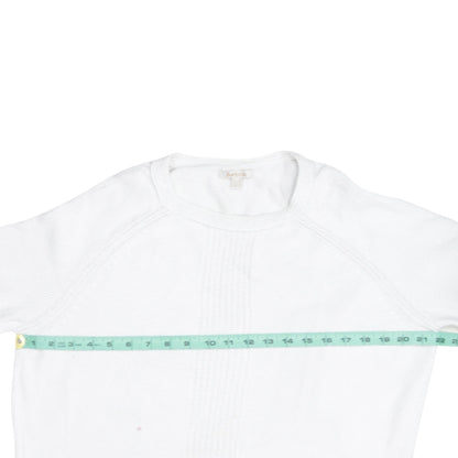 Barbour Womens White Cotton Crew Neck Jumper Size 12