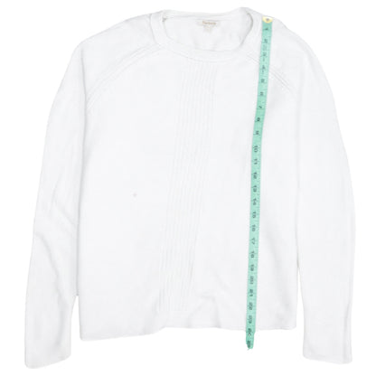 Barbour Womens White Cotton Crew Neck Jumper Size 12