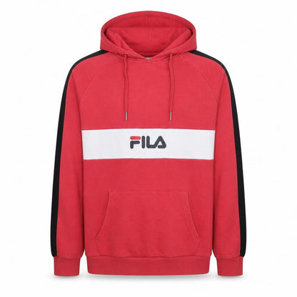 Fila Mens Red Pullover Hoodie Small Sports Graphic Sweatshirt