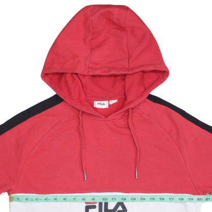FILA Mens Red Pullover Hoodie Small Sports Graphic Sweatshirt