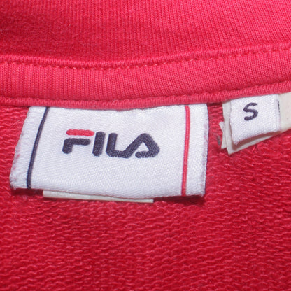 FILA Mens Red Pullover Hoodie Small Sports Graphic Sweatshirt