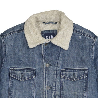 GAP Men's Blue Denim Sherpa Lined Jacket Size M