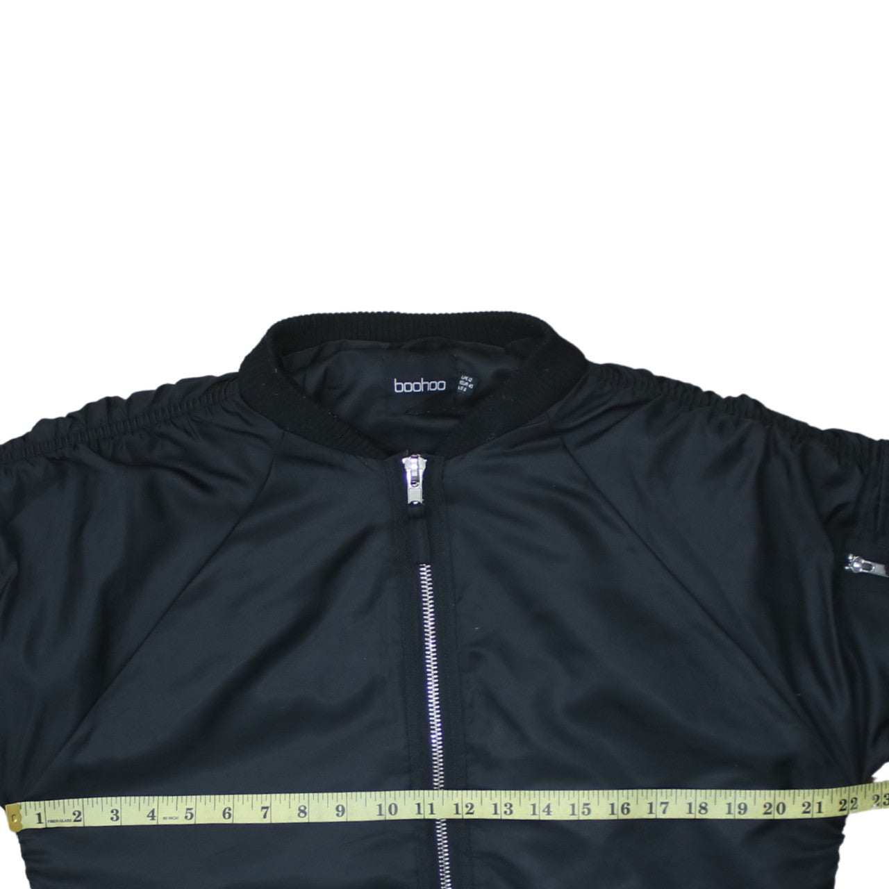 Boohoo Women's Black Bomber Jacket Size 12 Casual Zip Front