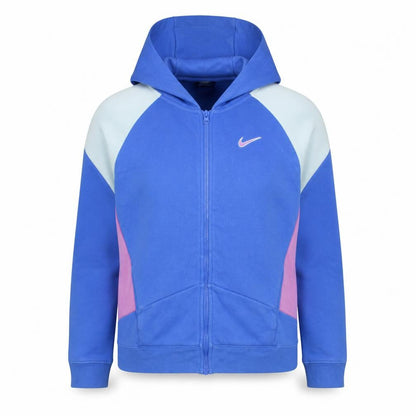 Nike Womens Blue Full Zip Hoodie XS Colourblock Cotton Blend