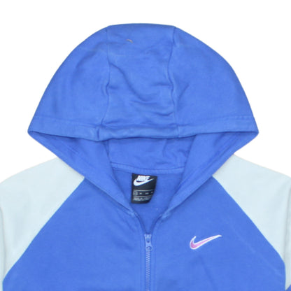 Nike Womens Blue Full Zip Hoodie XS Colourblock Cotton Blend