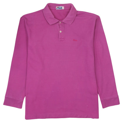 Fila Men’s Pink Long Sleeve Cotton Polo Shirt XL