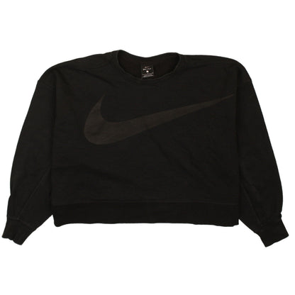 Nike Women's Black Dri-FIT Pullover Sweatshirt L Logo Crew Neck